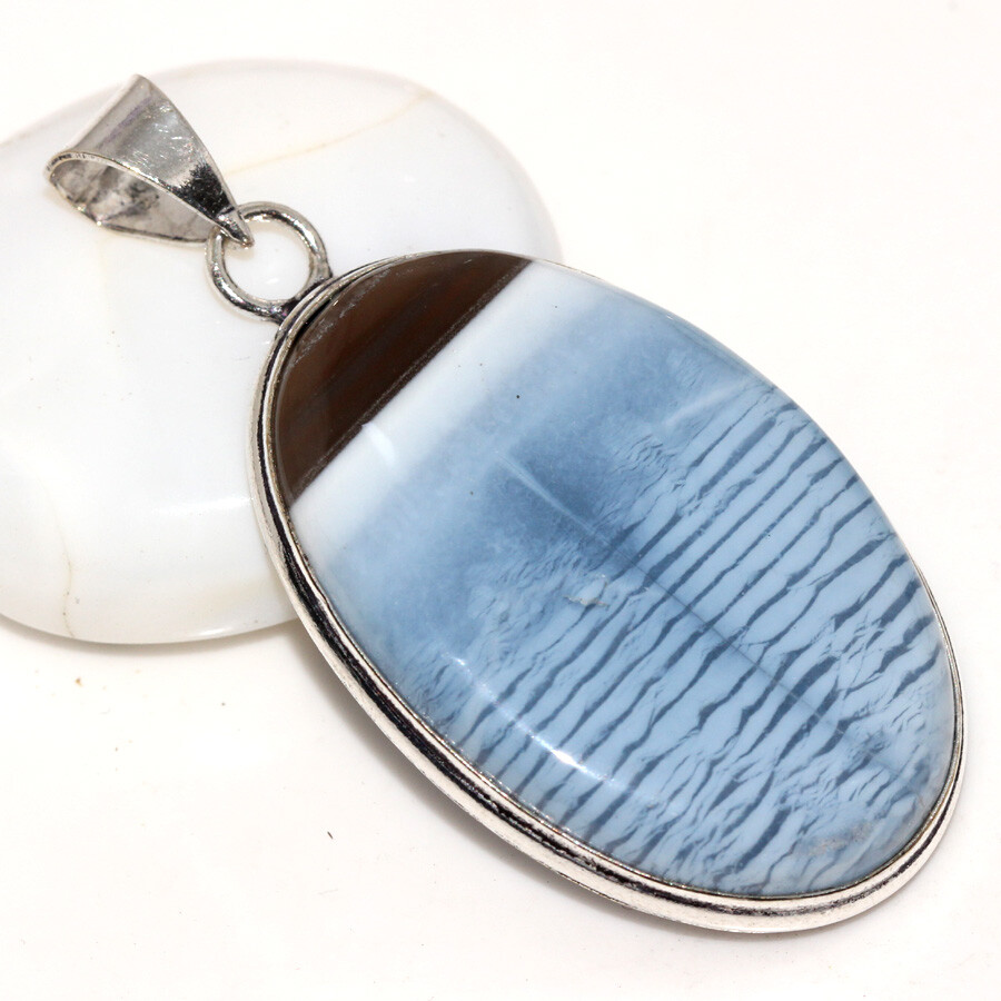925 Silver Plated Owhyee Blue Opal Ethnic Pendant Handmade Jewelry Size 2
