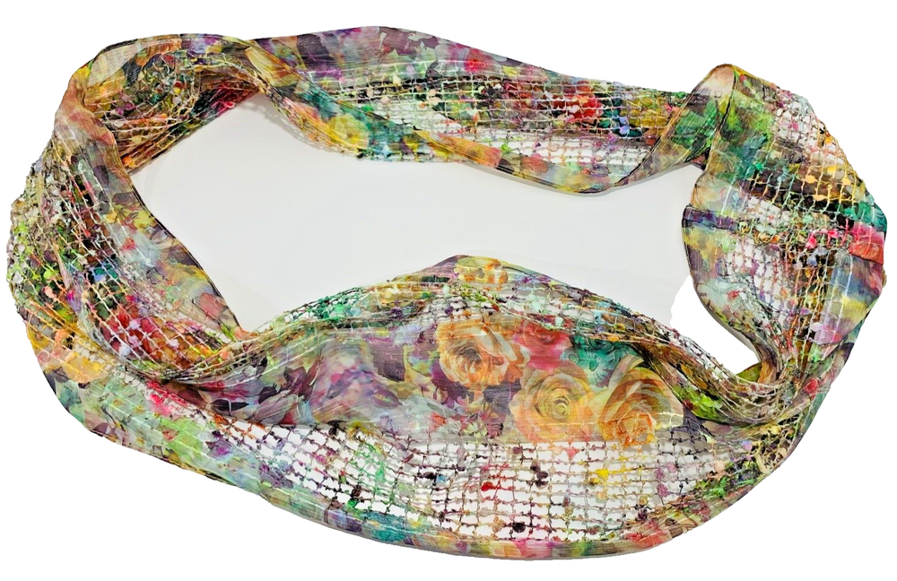 Ganz Womens Loose Knit Open Roses Shimmer Infinity Scarf