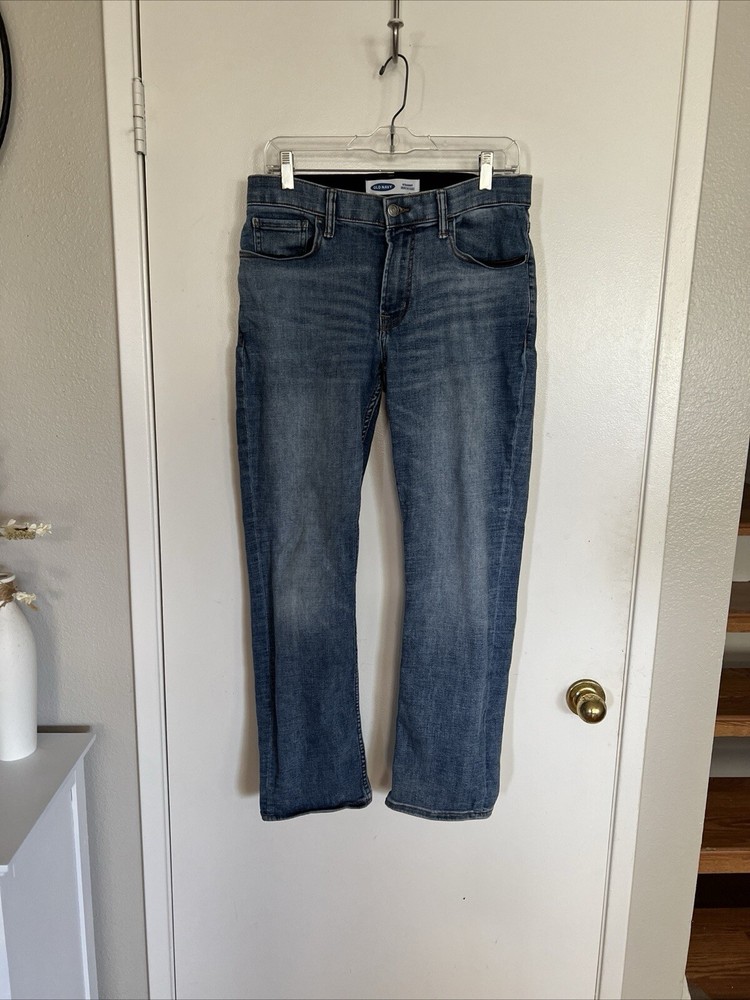 BACK TO SCHOOL ~Old Navy Jeans Men' s 30 x 30 Blue  Denim Stretch Straight Leg-image