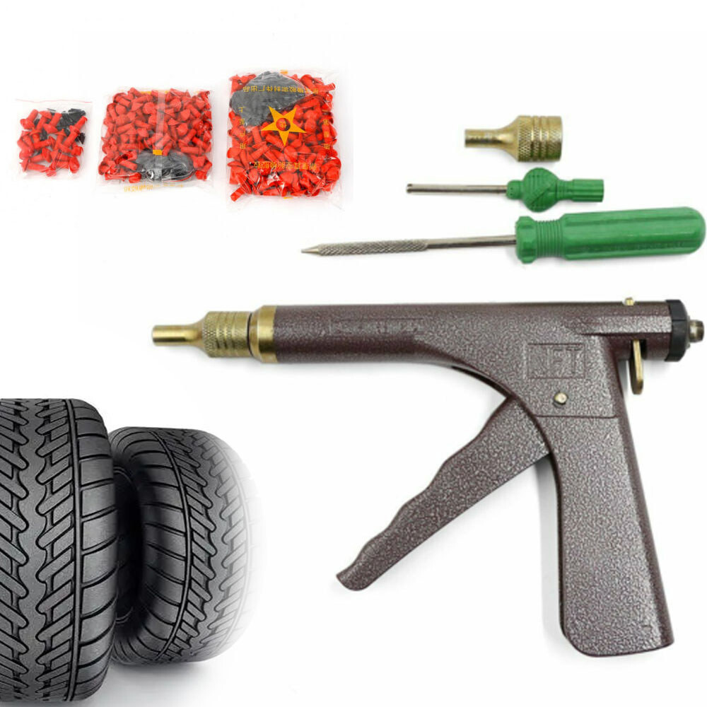 Tubeless Tire Repair Kit with Mushroom Plug Probe & Nozzle Gun