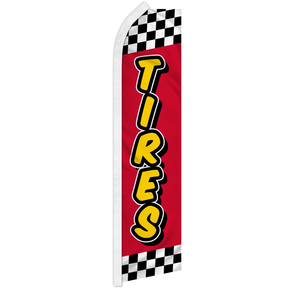 Tires Advertising Swooper Feather Flutter Flag Wheel Sale