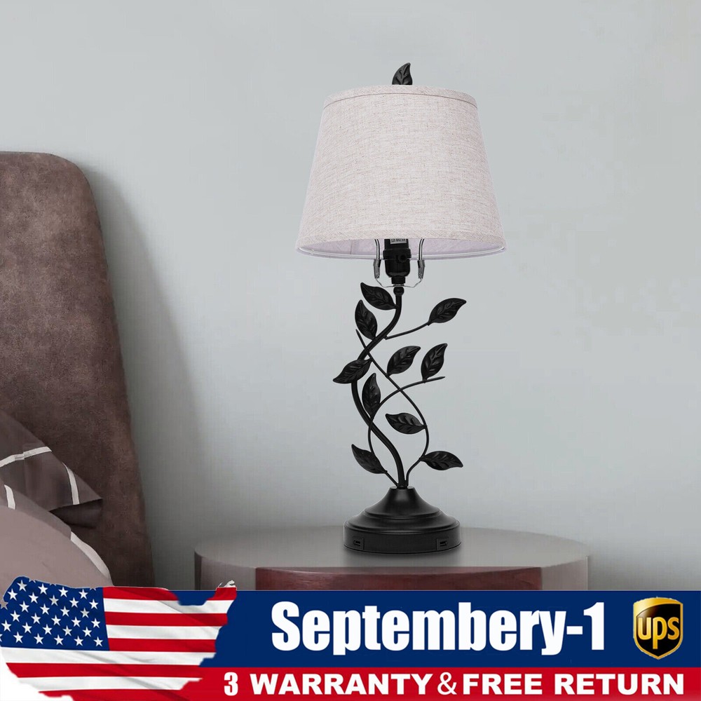 Elegant E26 Table Lamp with Dual USB for Bedside Nightstand or Desk