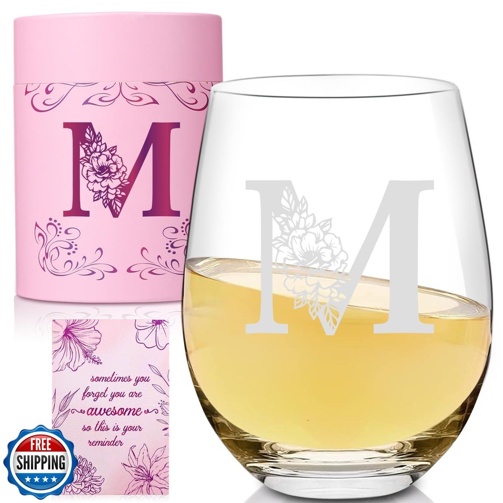 Custom 20oz Monogram Glass Tumbler – Personalized Initial Cup for Women