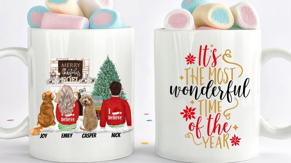 Custom Christmas Dog Mom Mug for Couples – Dog Mother Gift with Merry Message