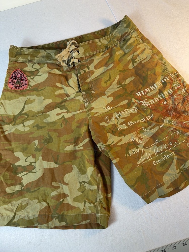 Polo Ralph Lauren Camo Board Shorts RL Fishing Club Graphic Size 32