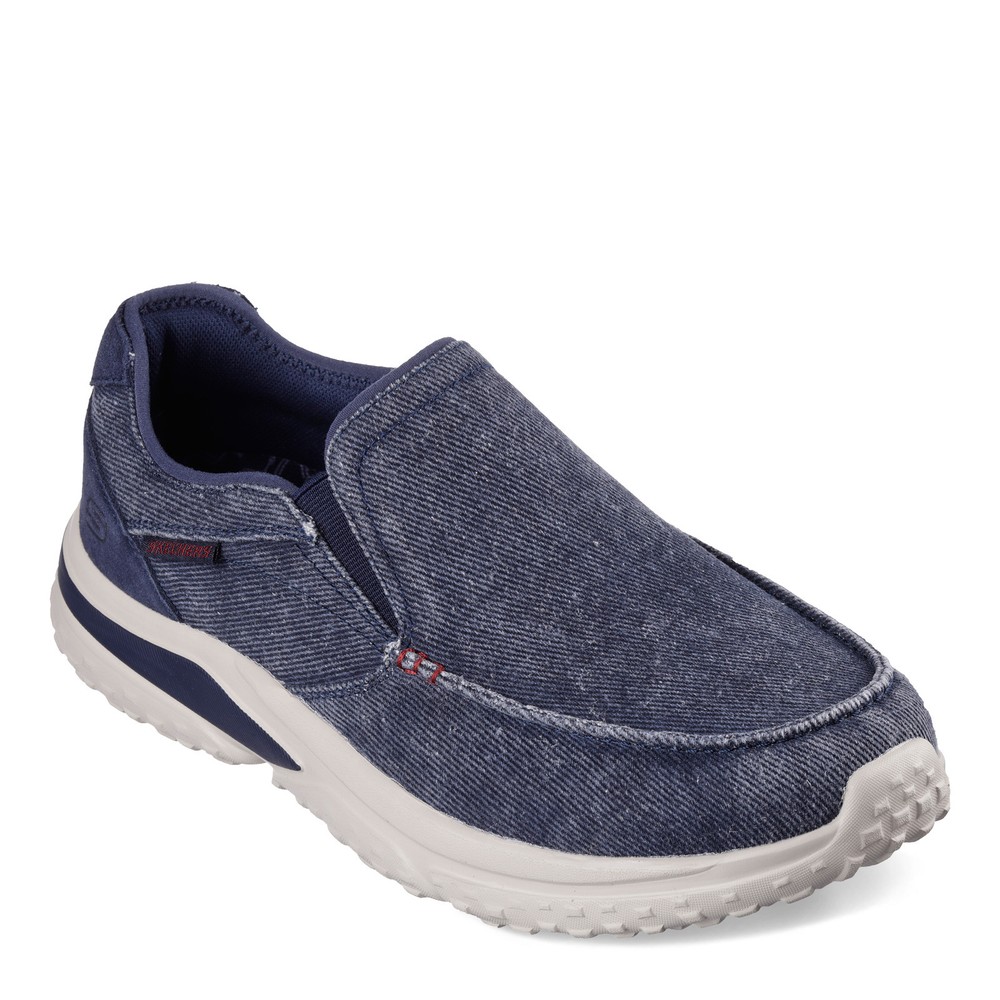Men's Skechers, Relaxed Fit: Solvano – Varone Slip-On 210799-NVY Navy Canvas Can
