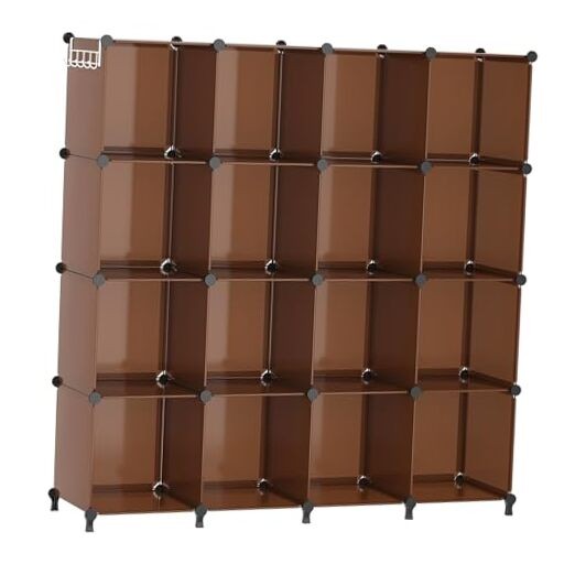 Cube Storage Organizer, Storage Cubes Shelves Bookshelf 16 Cube Cocoa Brown