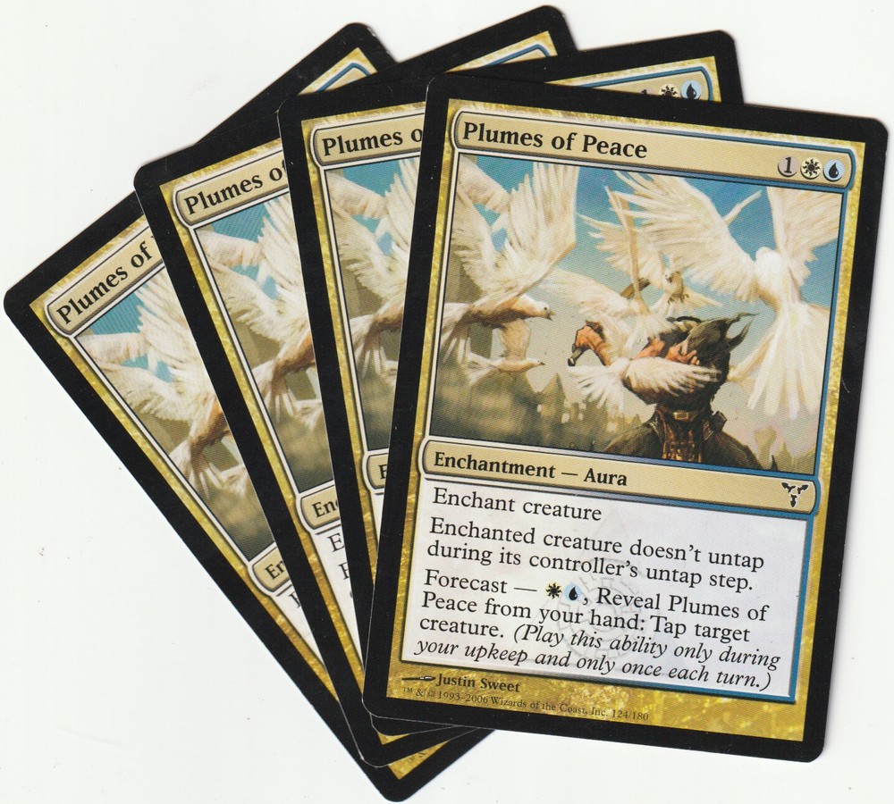 4 MTG Plumes of Peace Enchantment Playset - Near Mint/Excellent Condition