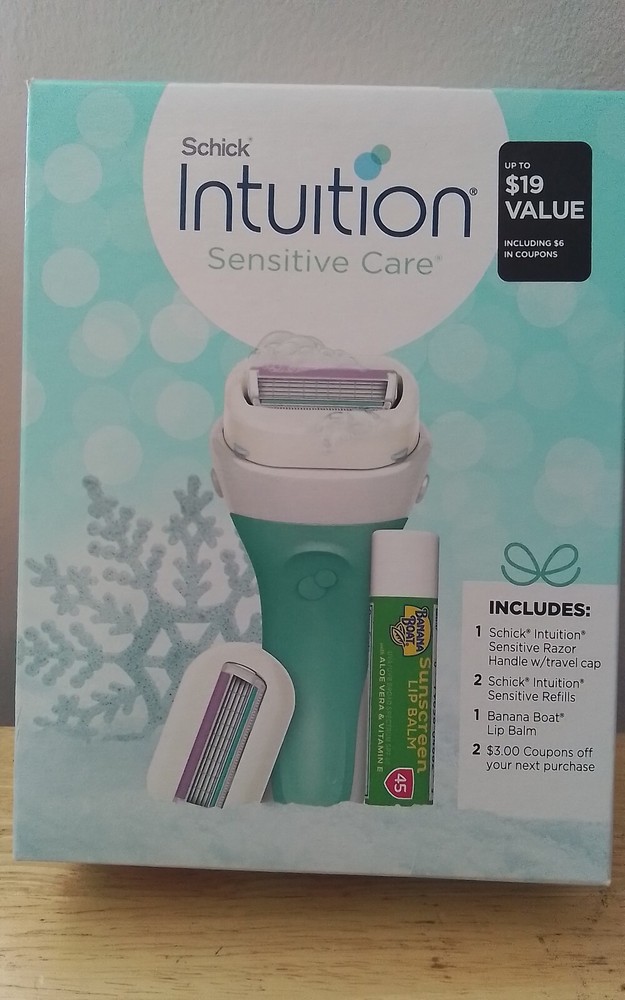 Schick Womens Intuition Gift Set includes 1 Razor Handle, 2 Refills, 1 Lip Balm
