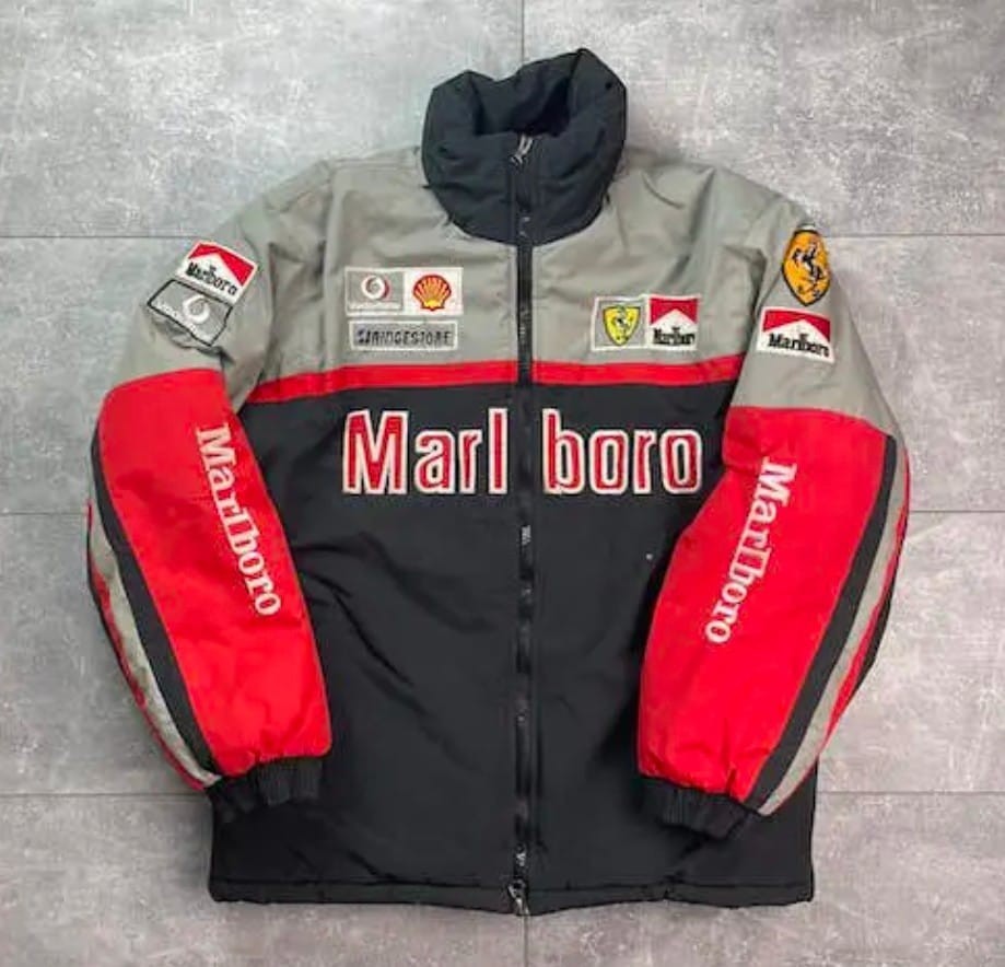 Vintage Marlboro F1 Racing Bomber Jacket for Men - Embroidered Design