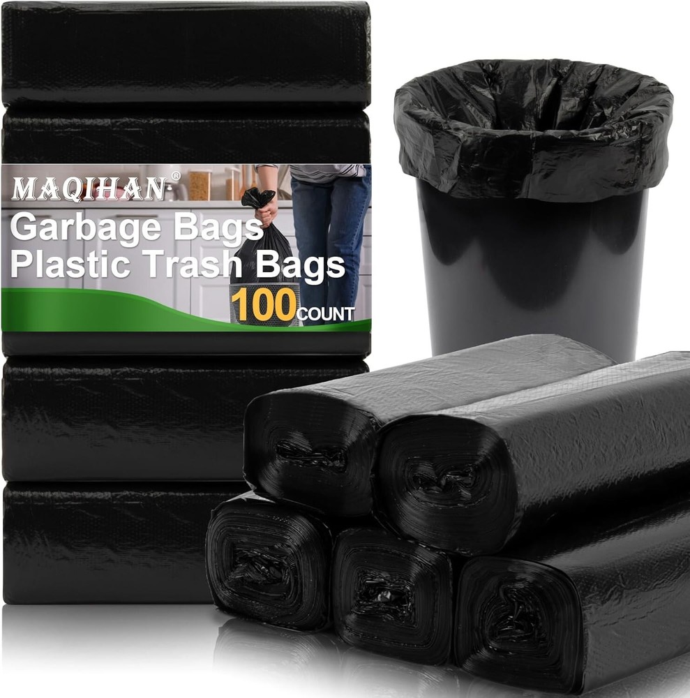 Trash Bags Bulk - 100 Count Garbage Bags 4 Gallon Trash Bag Small Trash Can Bags