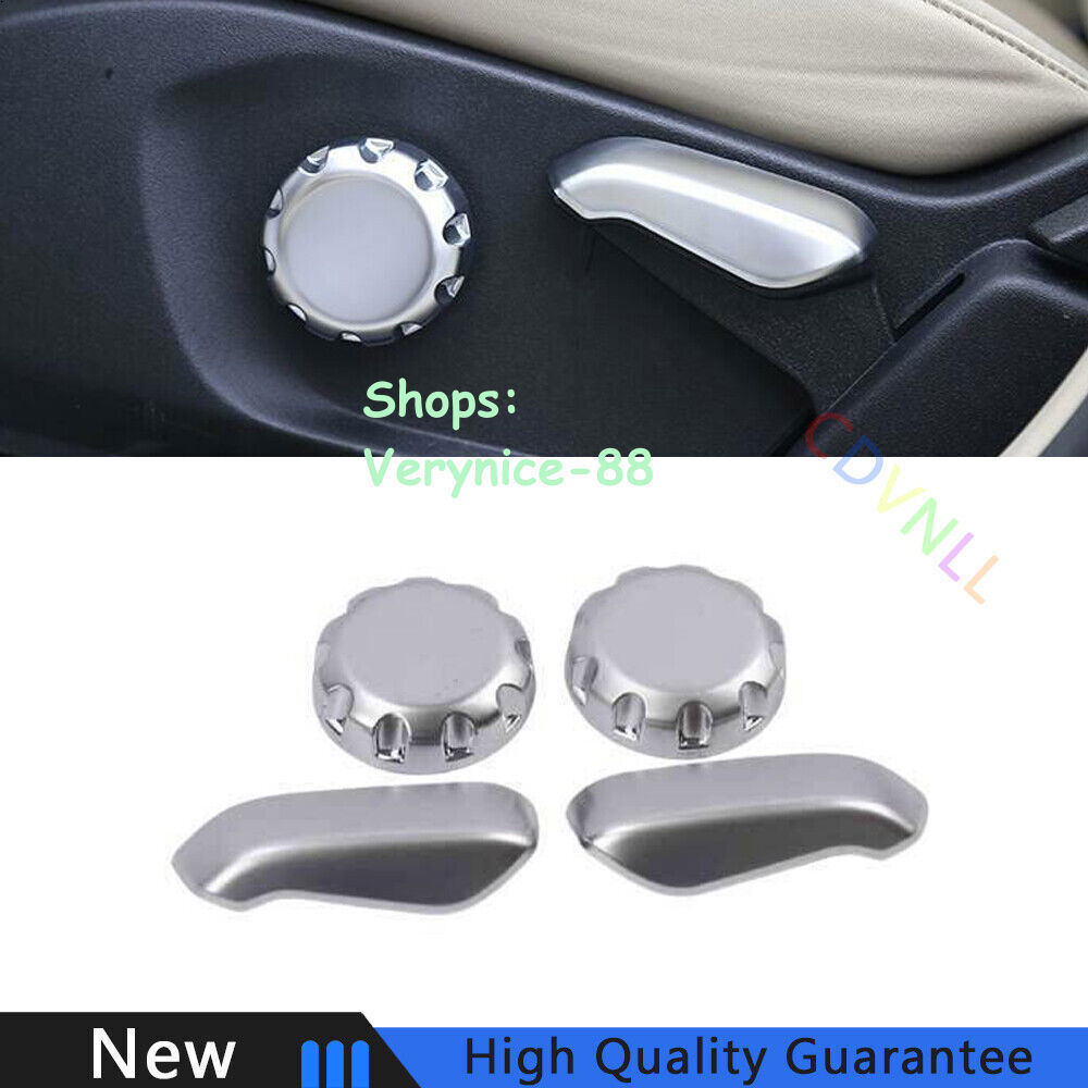 Fit For Ford Edge 2015-2021 Matte Silver Car Seat Button Handle Cover Trim 4PCS