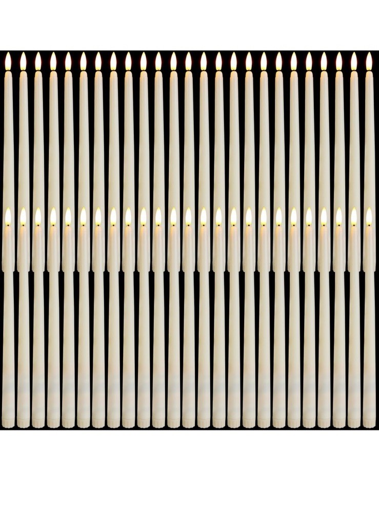 50-Pack Ivory LED Flameless Taper Candles with Batteries 12.4 Inch