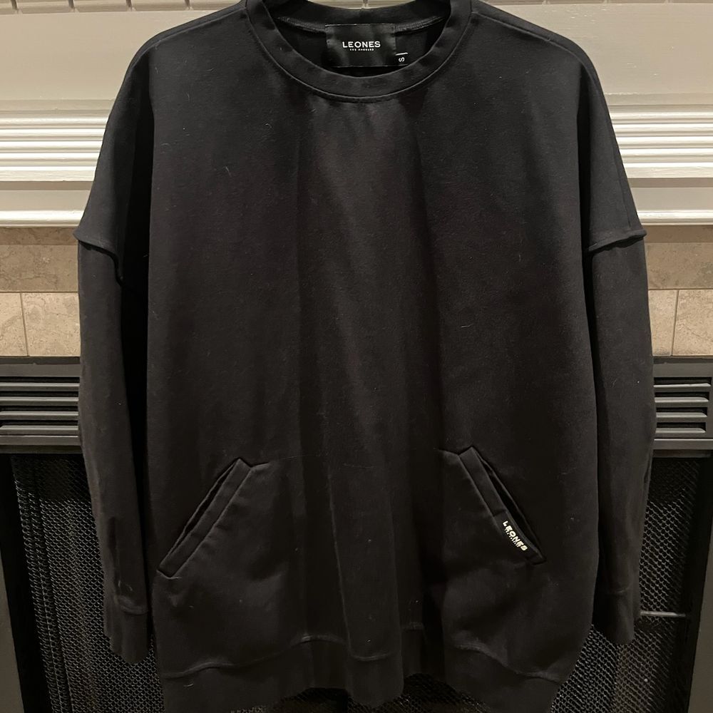 LEONES LA Mind Set Sweatshirt in Black Onyx Oversized w/ Pockets Women's S RARE