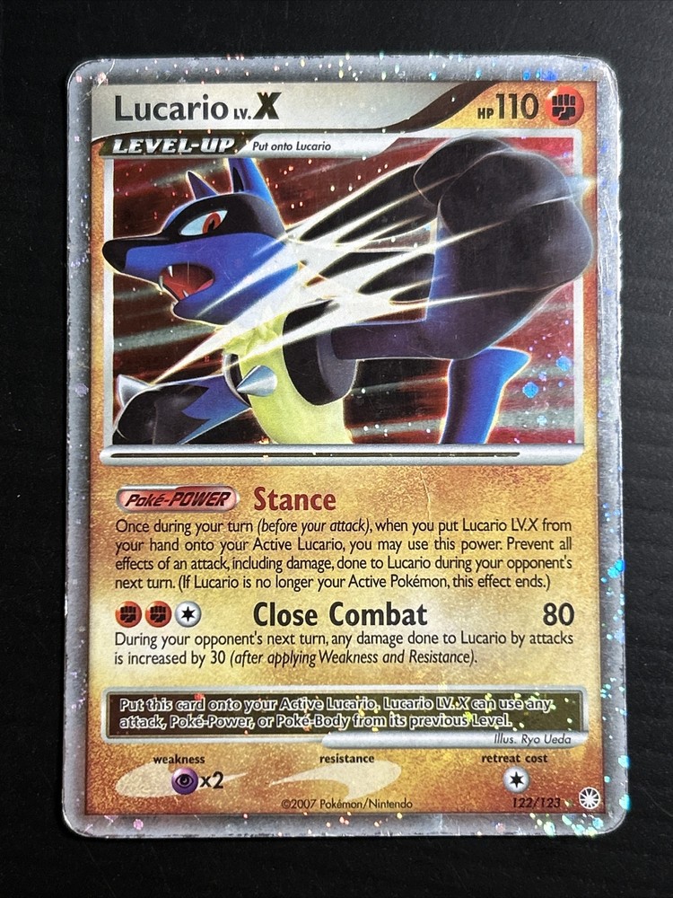 Lucario LV.X 122/123 Holo Ultra Rare Pokemon Card Mysterious Treasures