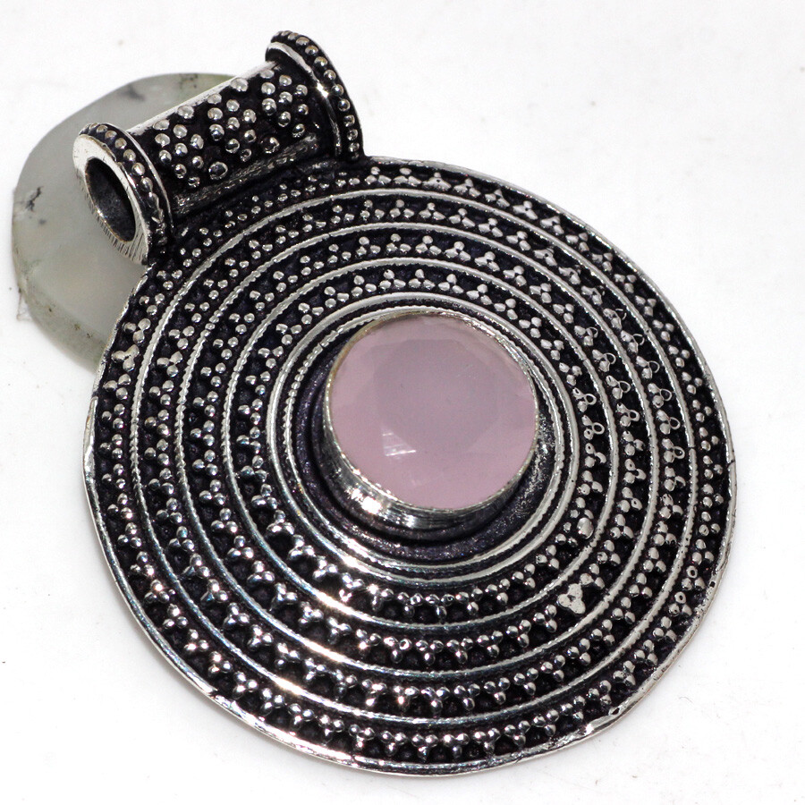 Pink Chalcedony 925 Silver Plated Pendant 1.7