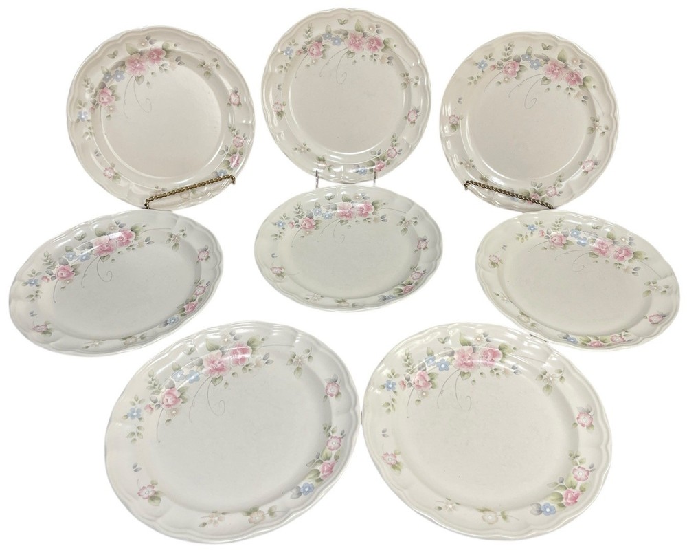 Pfaltzgraff Tea Rose 8-Piece Dinner Plate Set 10.25 Inch Round Made in USA  
