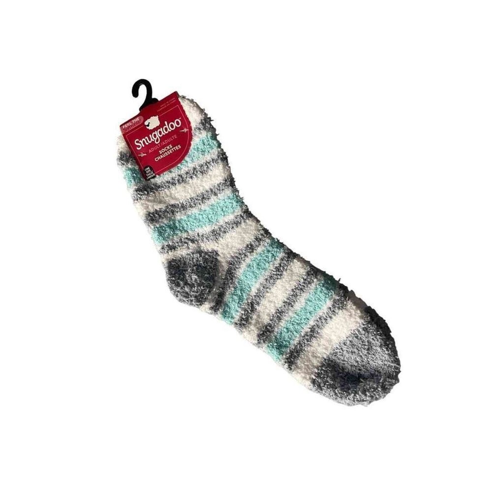 Snugadoo Women's Soft Fuzzy Striped Crew Socks One Size New with tags