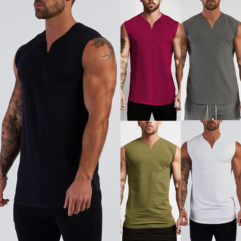 Mens Athletic Tank Top Quick Dry Training Sports Sleeveless T Shirt Singlets US