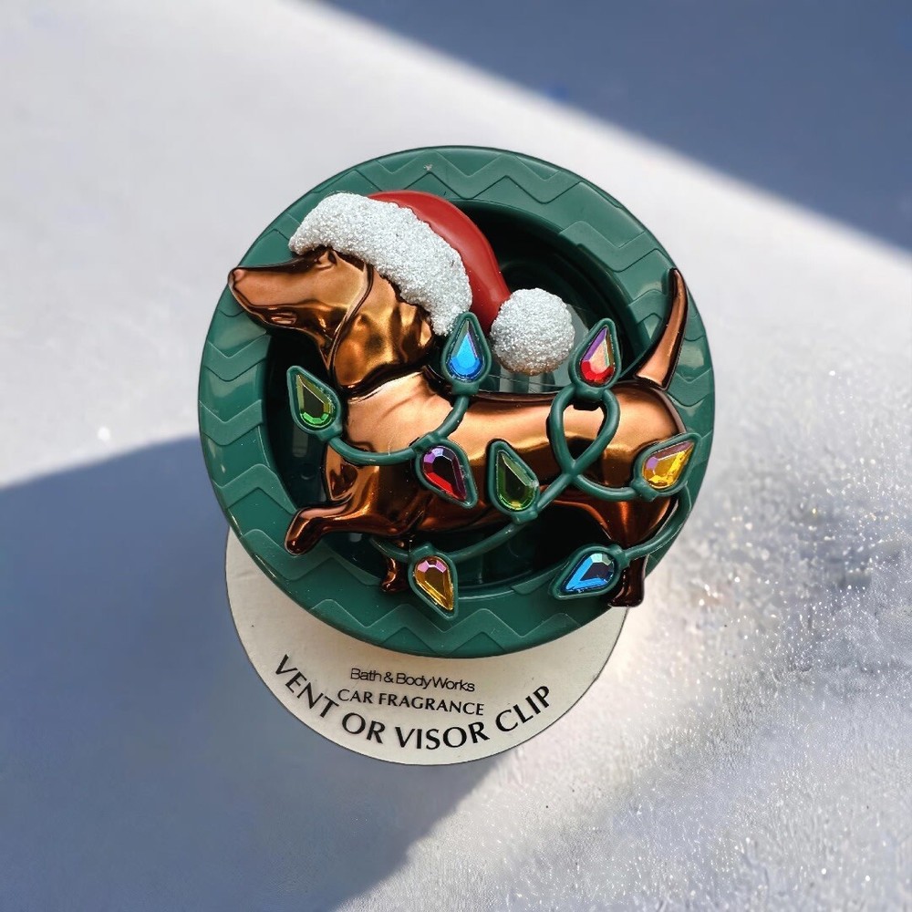 Bath And Bodyworks Dashound With Holiday Lights Car Vent/visor Clip NWT