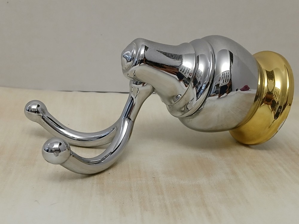 Double Metal Hook Silver Gold Coat Rack Wall Hanger for Robes Hats Clothes-image