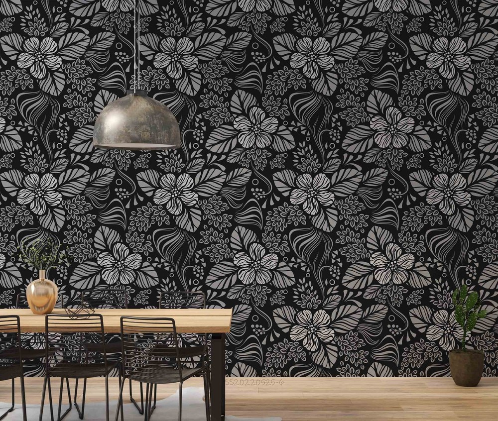 3D Hand Drawn Flowers Leaves Pattern Wall Murals Wallpaper Murals Wall Sticker