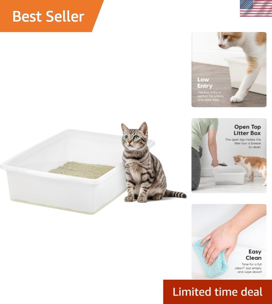 Modern Clear Plastic Cat Litter Tray - Large Open Top Design for Easy Access