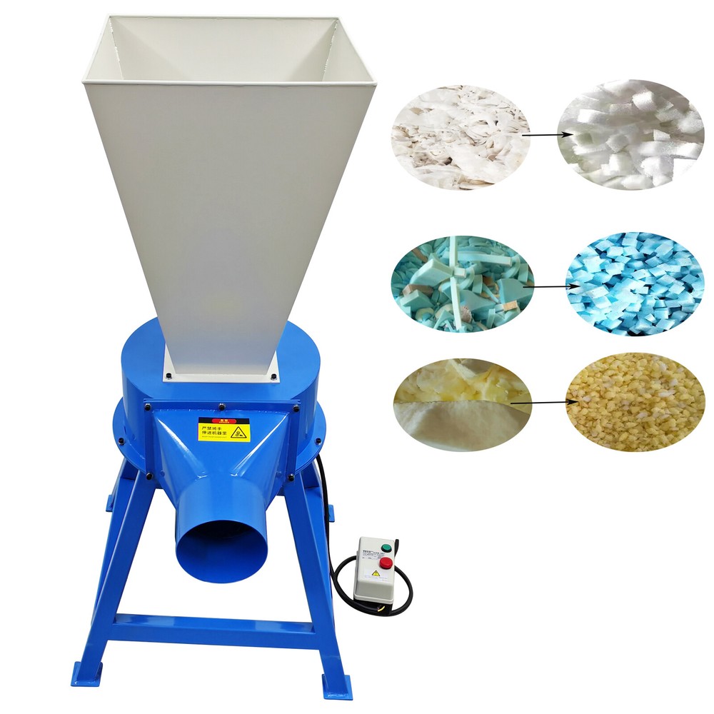 Waste Sponge Crusher Shredder Foam Mill Grinding Machine w/ 25mm Mesh 60-90KG/H