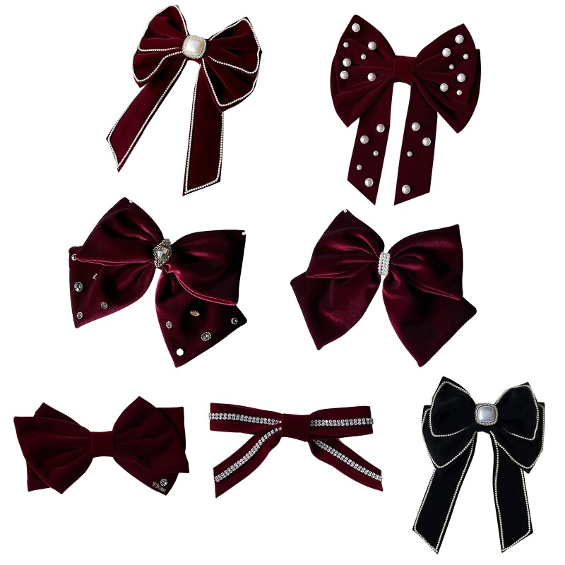 Festival Pearl Bowknot Hairpins Barrettes for Women and Girls