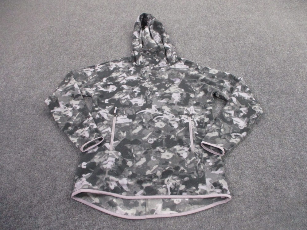 The North Face Gray Camo Fleece Pullover Jacket for Women Outdoor Casual Wear