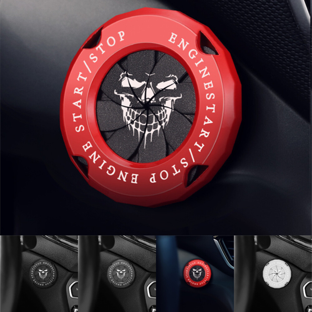 Metal Skull Head Car Auto Ignition Engine Start Stop Button Ring Trim Cover Cap
