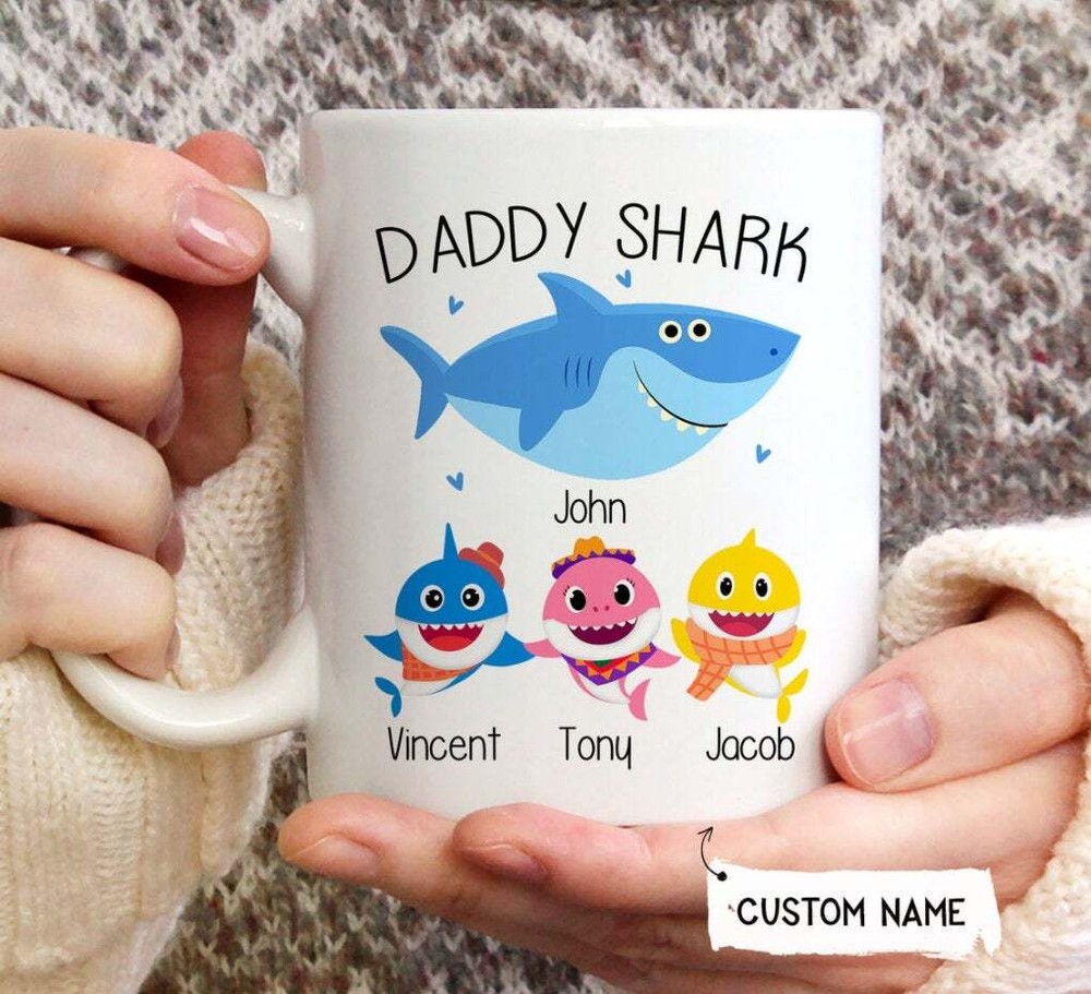 Personalized Daddy Shark Coffee Mug Fathers Day Gift Gift For Dad Fathers Day