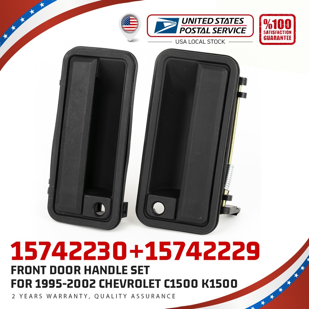 Black Front Exterior Door Handle Pair Set for Pickup Trucks