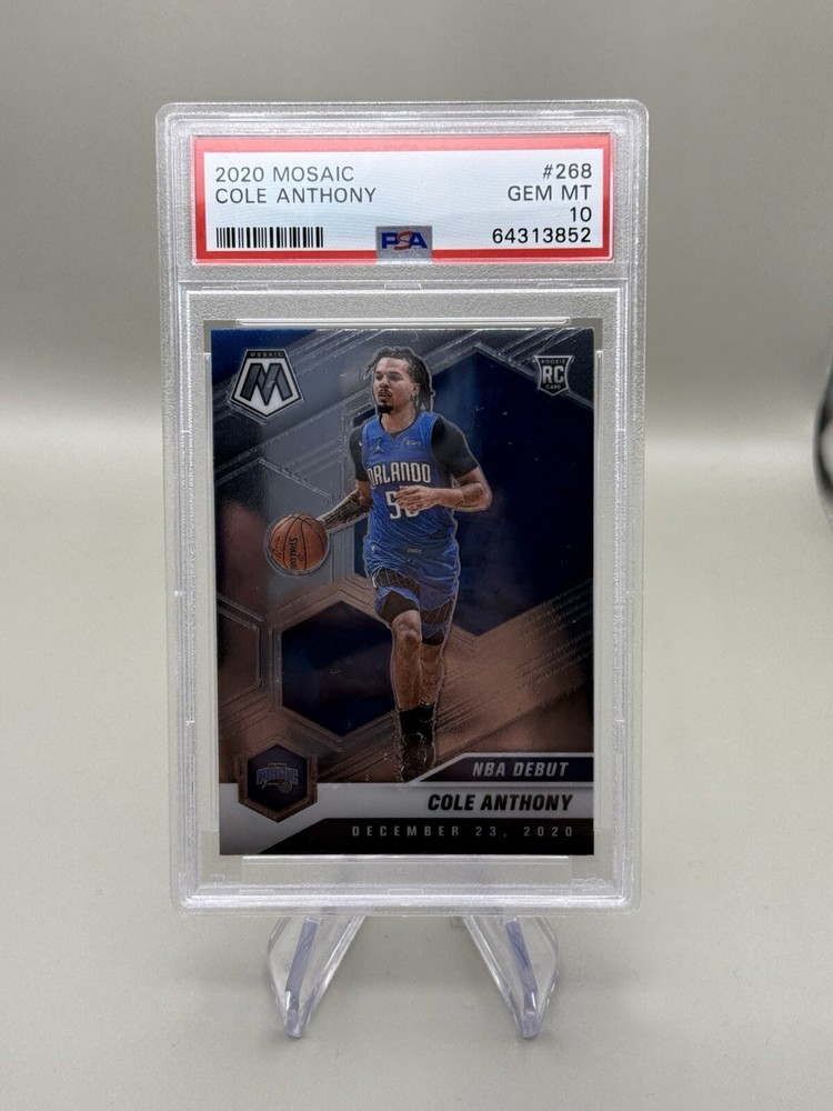 2020-21 Panini NBA Mosaic Cole Anthony RC PSA 10 Gem Mint NBA Debut #268 Rookie