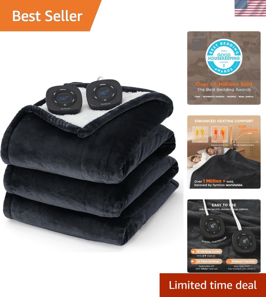 Electric Blanket King Size - Dual Control Heated Blanket Queen, Fast Heating ...