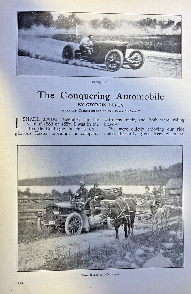 1906 Vintage Illustrations of Race Cars Speed Boats and Automobiles