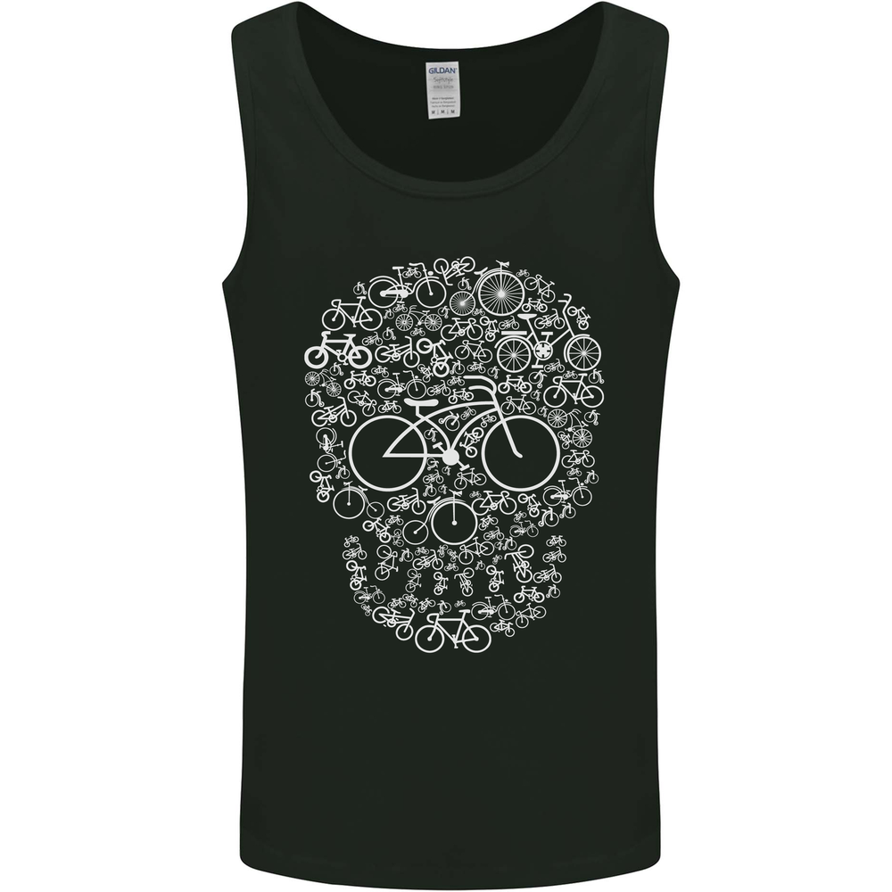 A Skull Made with Bicycles Cyclist Cycling Mens Vest Tank Top