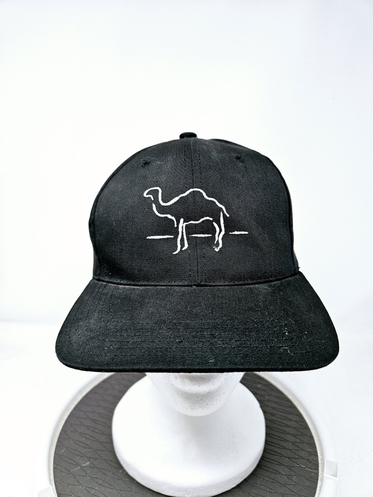 VINTAGE Camel Hat Cap Snap Back Black Cigarette Spell Out Logo Mens 90s