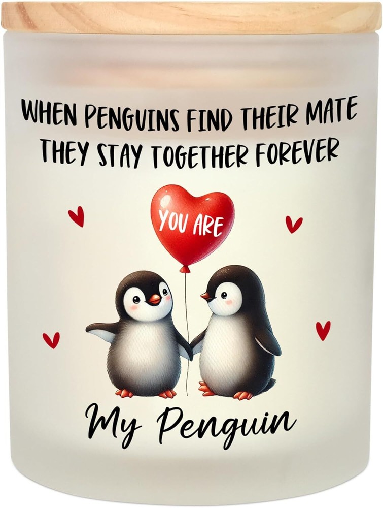 Romantic Penguin Valentine Candles for Her - Perfect Wife Gift for Valentine's Day-image