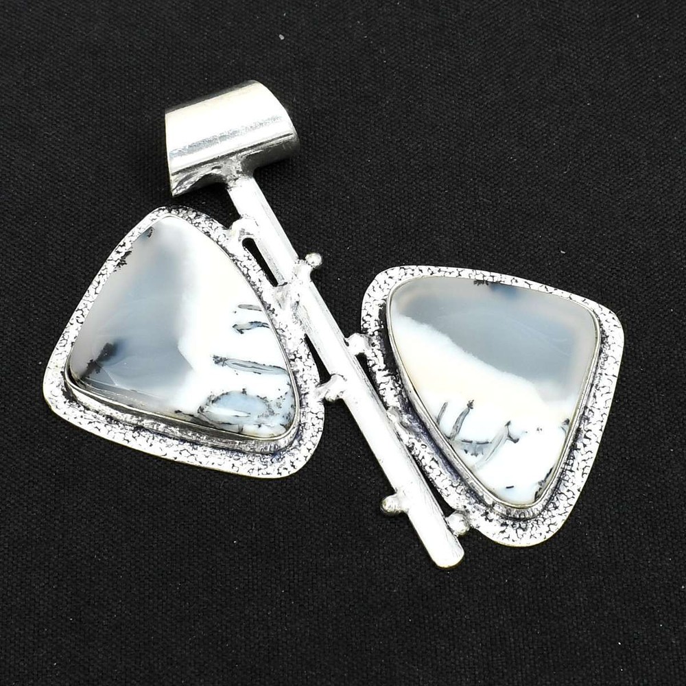 Dendrite Opal Gemstone Ethnic Handmade Pendant Jewelry  Blue Topaz AP-12973