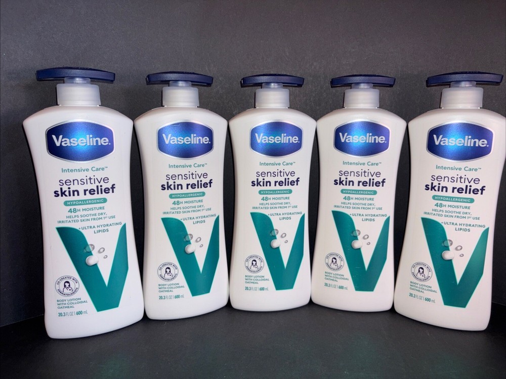 Loción hidratante 5 vaselina cuidados intensivos alivio piel sensible 48 horas 20,3 oz