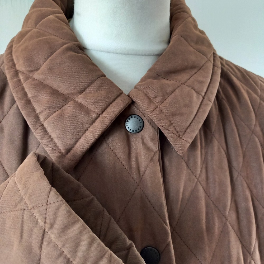 Women's BARBOUR L2062 SHAPED M'FIBRE QUILT SHORT Brown Jacket Size uk 12 us 8