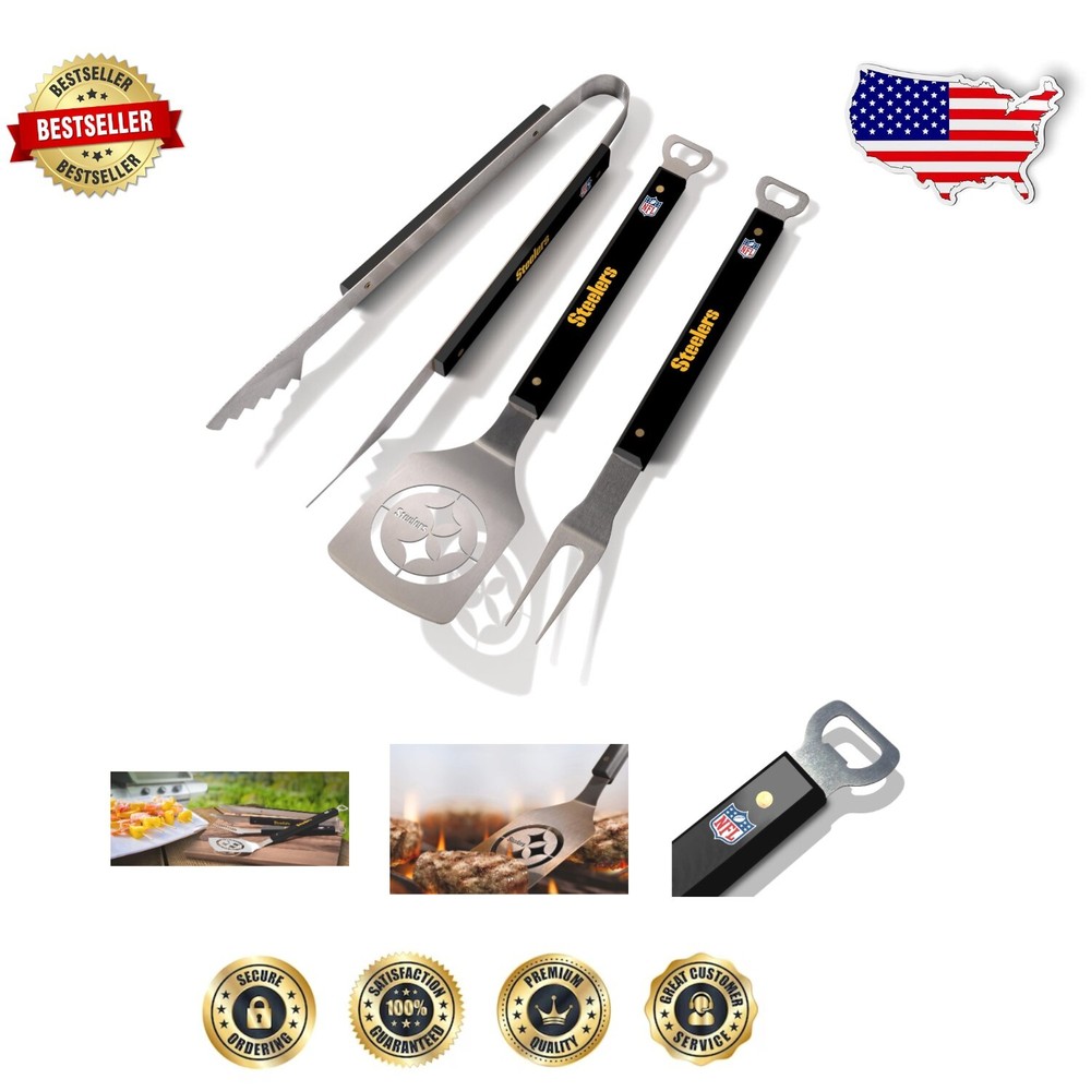 Pittsburgh Steelers Tailgating BBQ Set: Sportula, Tongs, Grill Fork Included