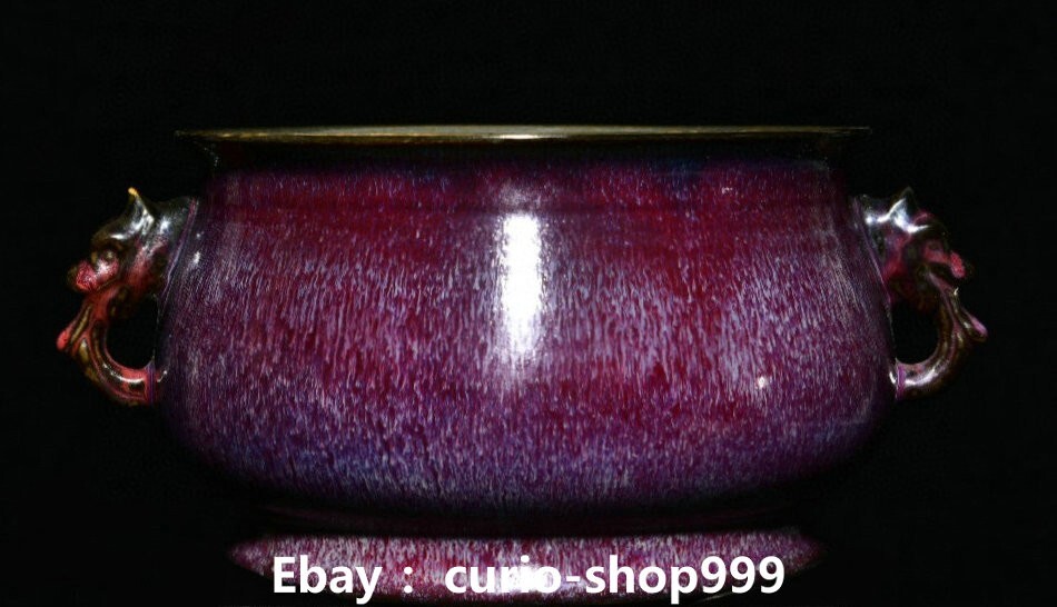 8.6-inch Song Dynasty Jun Kiln Porcelain Animal Ear Incense Burner