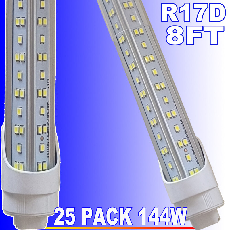 8Ft R17D HO LED Tube Light Bulbs 6500K 144W Rotatable Shop Lights