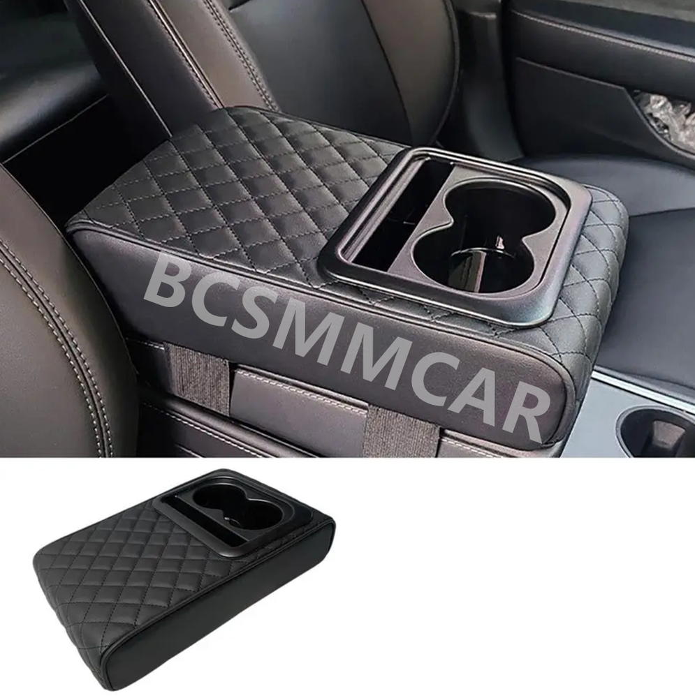 Car Armrest Box Pad Heighten Mat Auto Elbow Support Cushion Storage Cup Holder