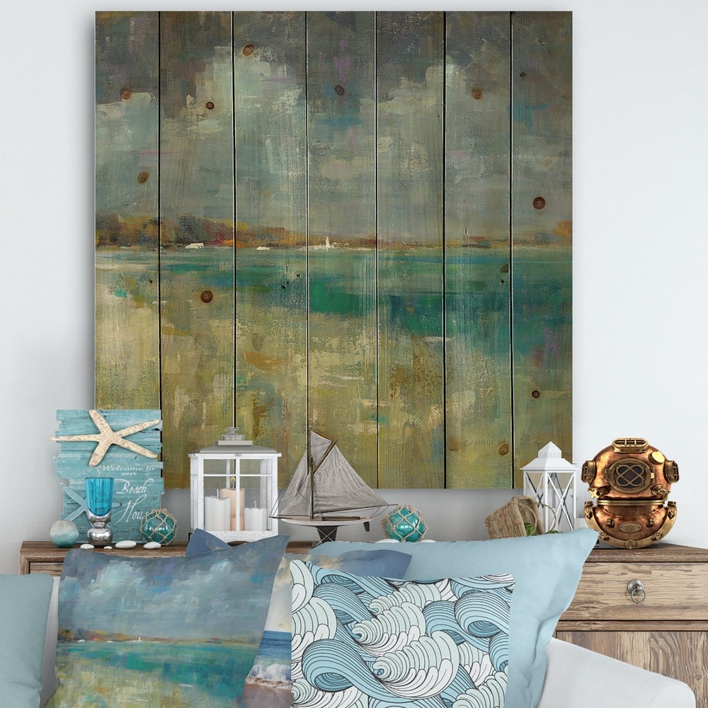 Designart 'Sky and Sea' Nautical & Coastal Print on Natural  Small