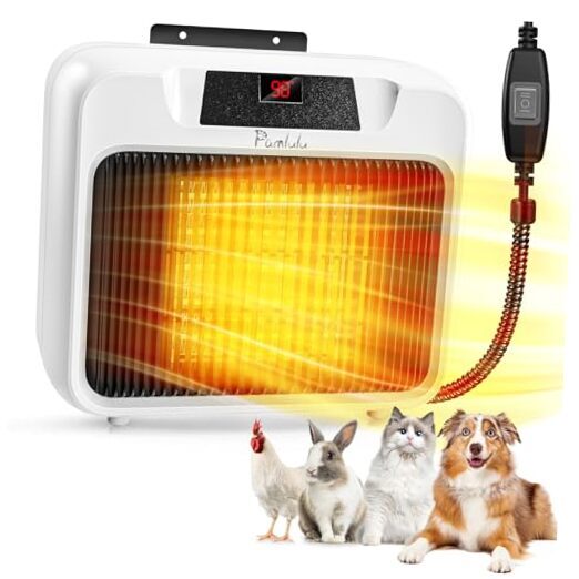 600W Dog House Heater, Space Heater for Dogs Chicken Coop Rabbits, Portable
