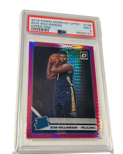 Tarjeta de novato Zion Williamson RC PSA 9 sp Pelicans 2019 Optic Hyper Pink #158 RR