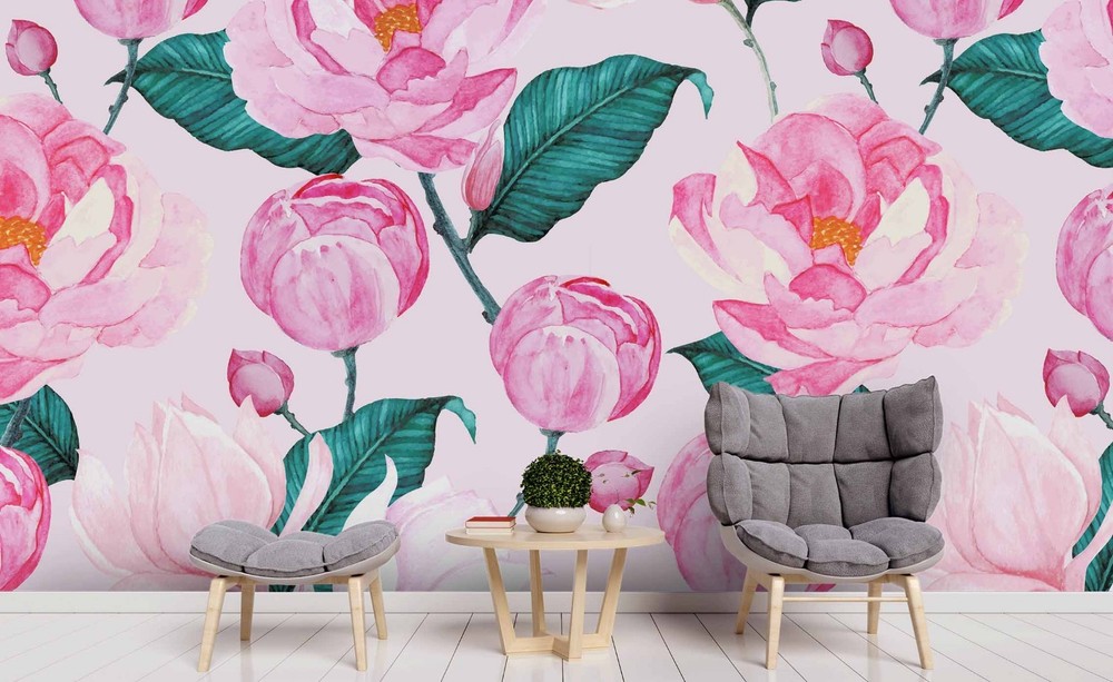 3D Pink Flower Plant Pattern Wall Murals Wallpaper Murals Wall Sticker